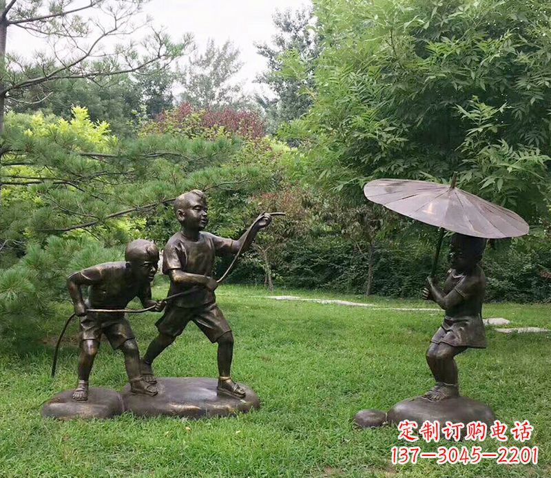 河源纪念儿童的美好时光——铜雕塑