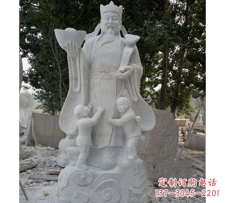 河源大理石财神雕塑——守护家庭繁荣