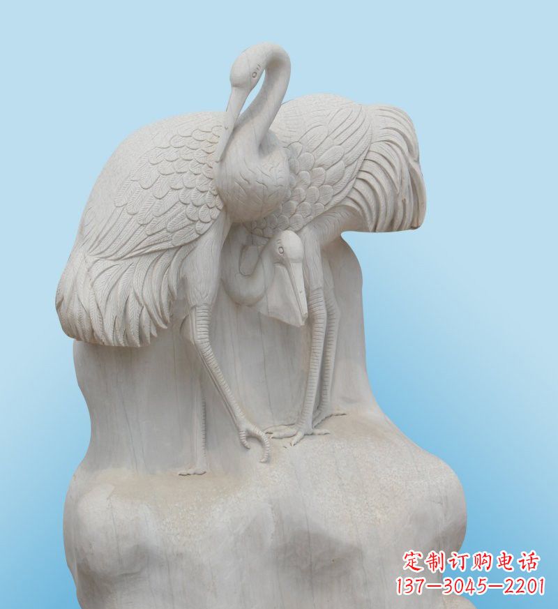 河源大理石制作的丹顶鹤雕塑