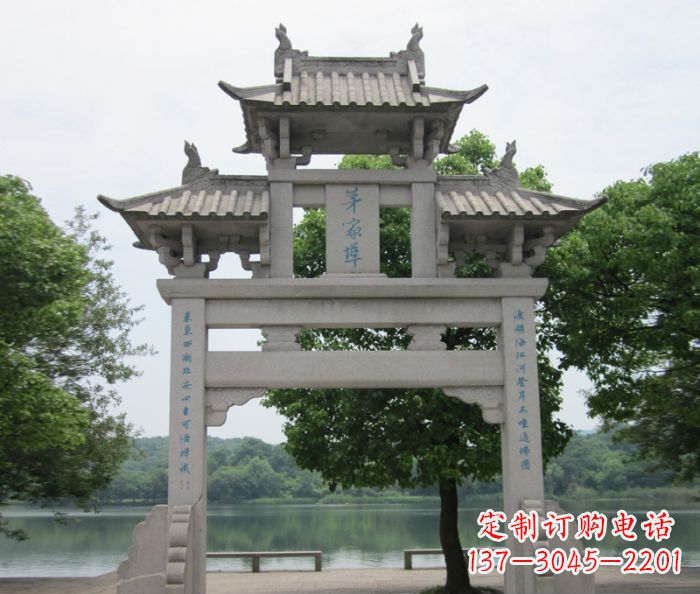 河源大理石单门牌楼雕塑精美的艺术瑰宝