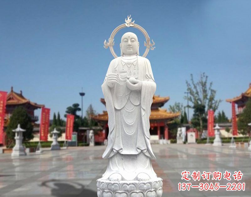 河源大理石地藏菩萨雕塑象征佛法的传承