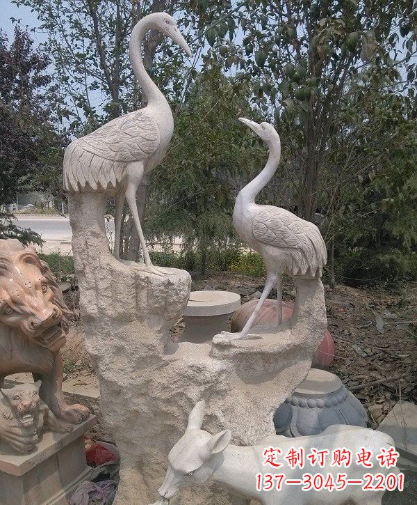 河源静谧优雅的丹顶鹤雕塑