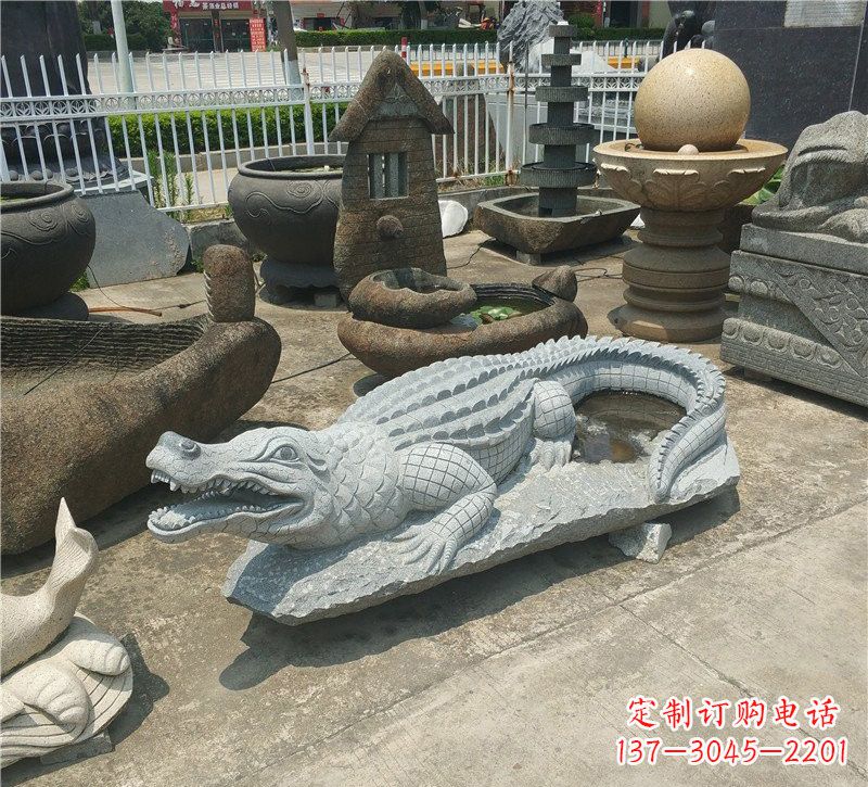 河源动物雕塑大理石鳄鱼