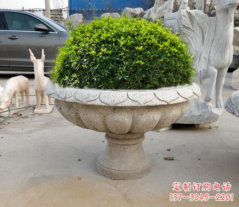 河源优雅大理石花盆雕塑