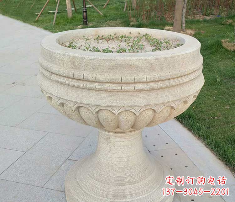 河源大理石花盆石雕