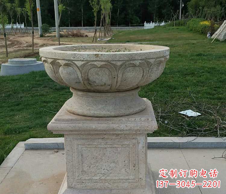 河源大理石花盆石雕