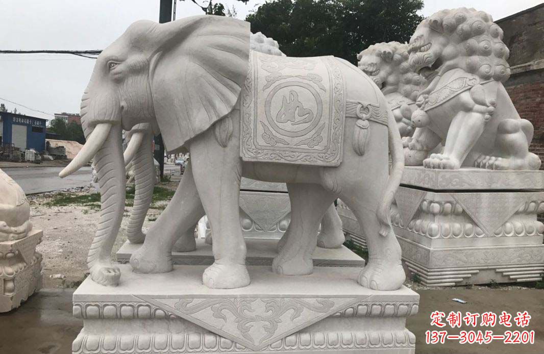 河源大理石大象雕塑