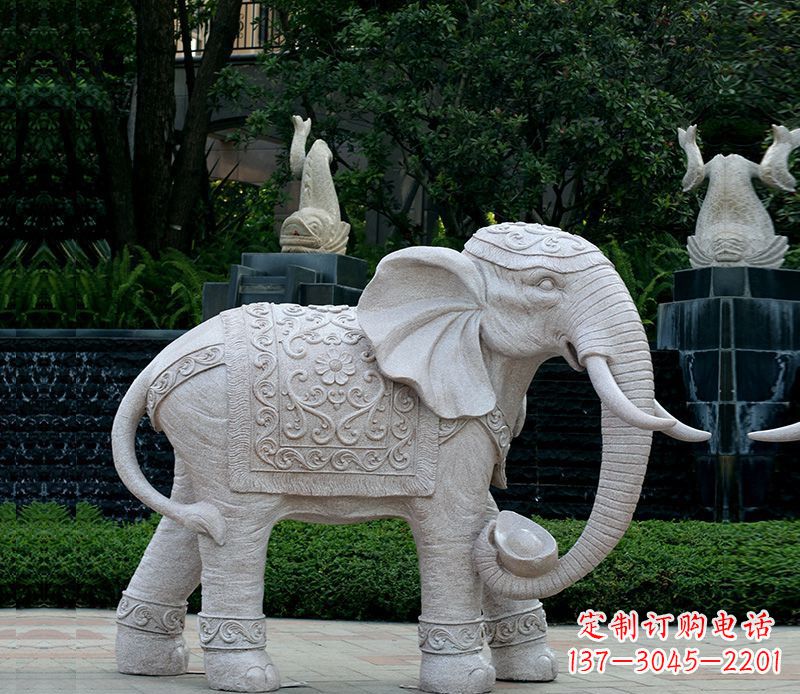 河源以大理石为材料的完美大象雕塑
