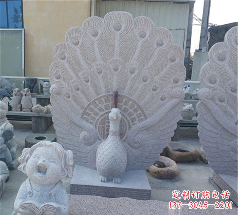 河源大理石孔雀开屏石雕