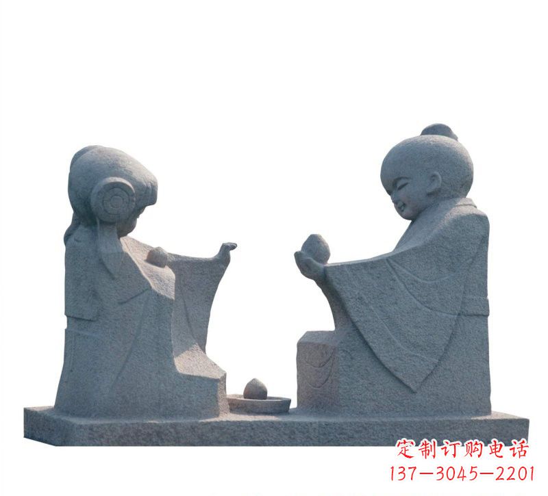 河源传统风情——大理石孔融让梨雕塑