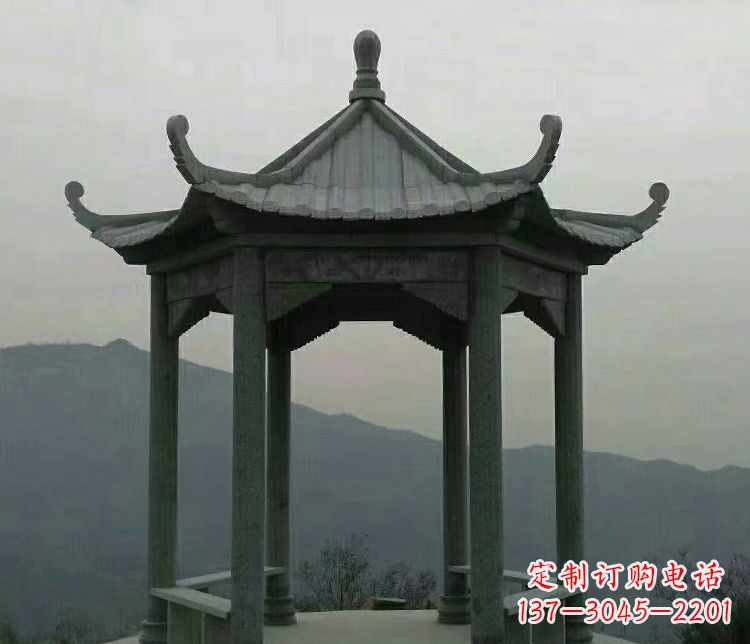 河源考究工艺,奢华大理石六角凉亭雕塑