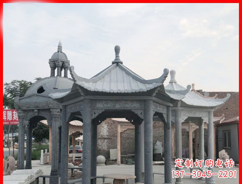 河源六角凉亭石雕