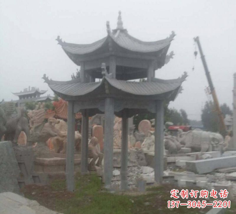 河源大理石六角凉亭石雕,精美绝伦