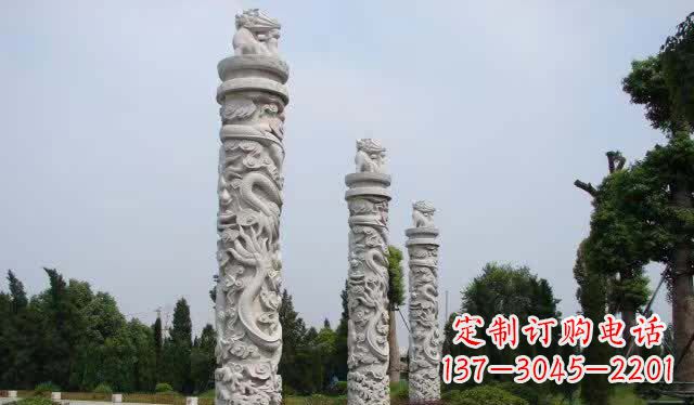 河源精美大理石龙柱雕塑