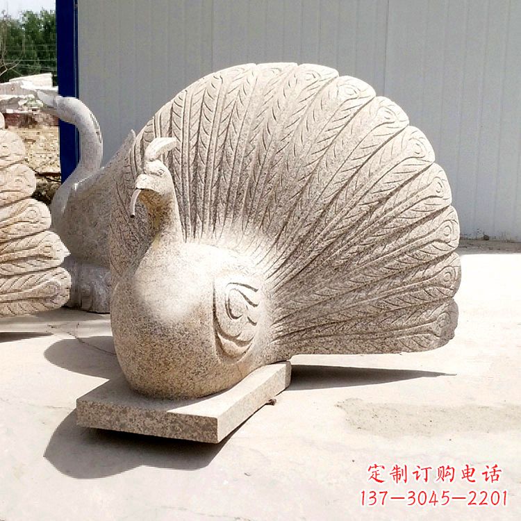 河源大理石喷水孔雀雕塑