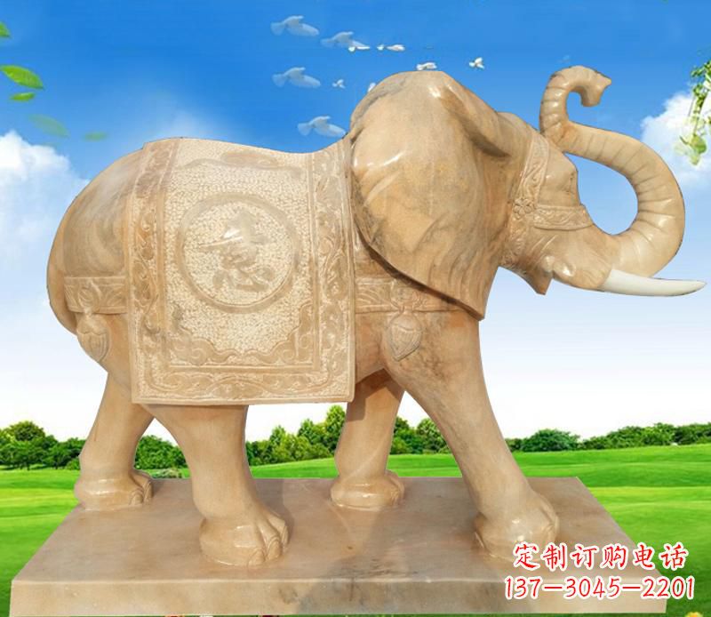 河源大理石喷水大象雕塑
