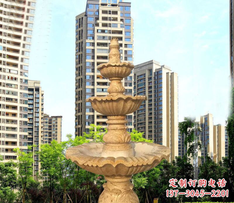 河源大理石三层喷泉公园石雕 (2)