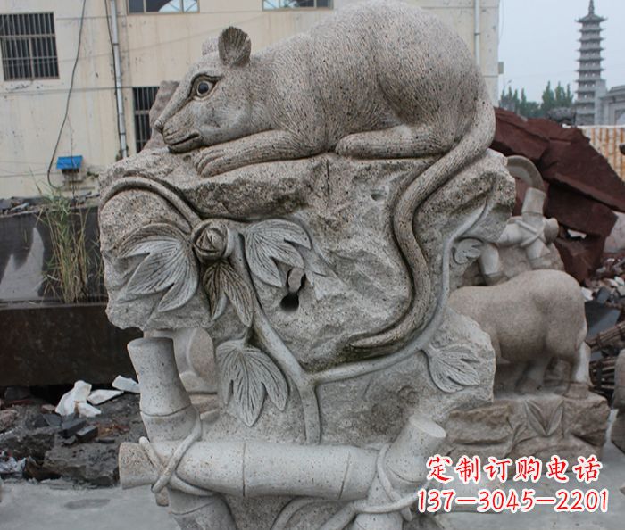 河源大理石生肖鼠石雕