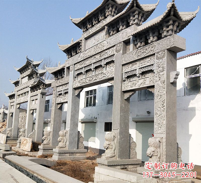 河源大理石石雕牌坊雕塑定制