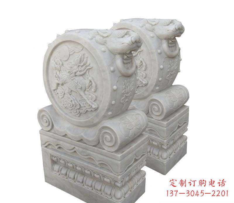 河源大理石狮子头门墩雕塑