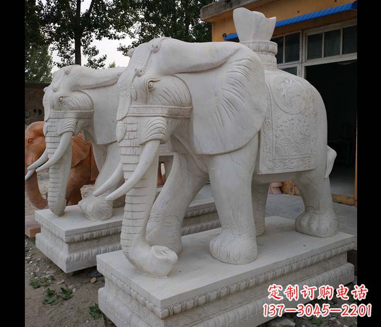 河源大理石大象雕塑,招财进宝