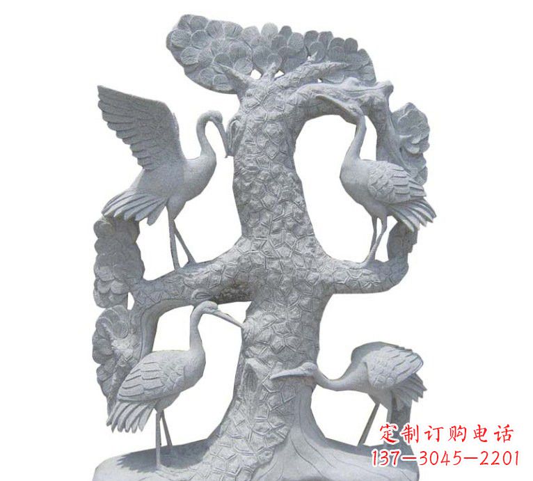 河源精美大理石松树雕塑
