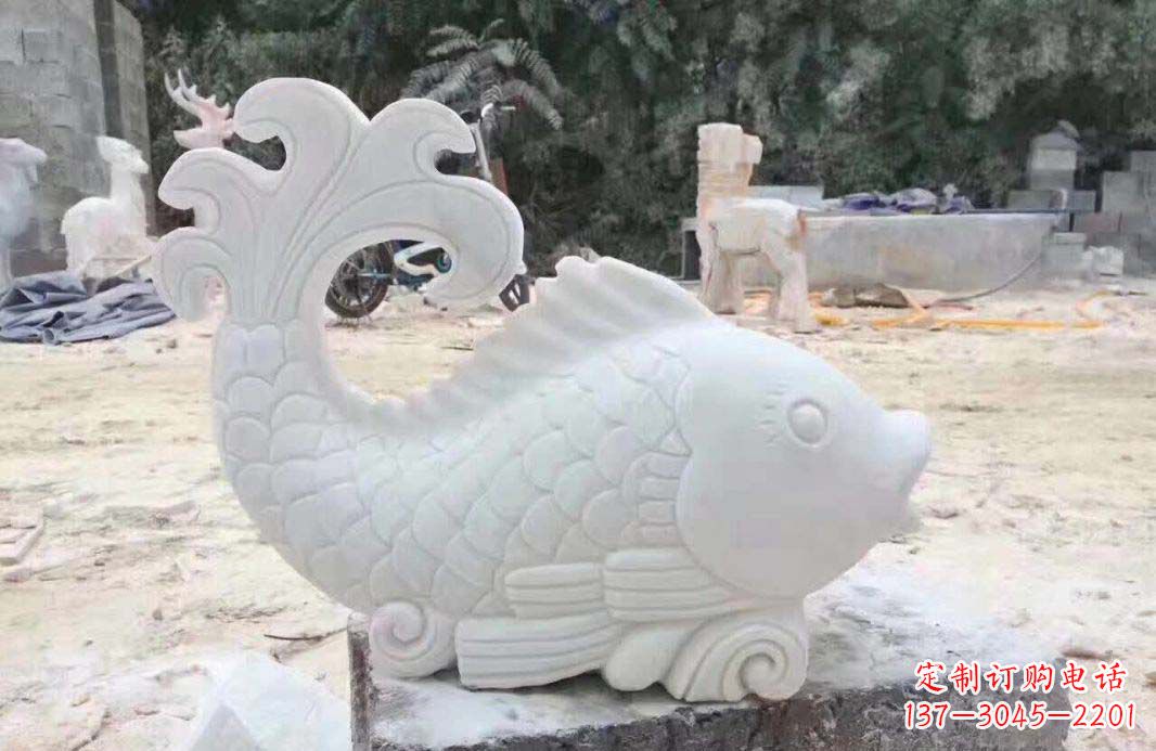 河源大理石鱼喷泉雕塑装置