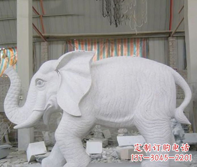 河源象征财富的大理石招财大象雕塑
