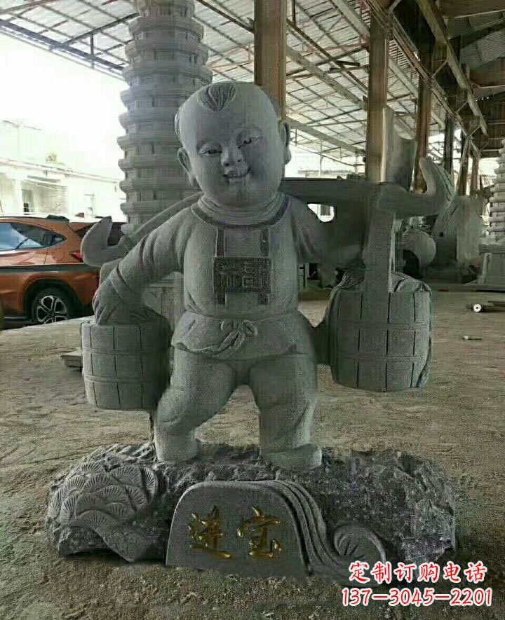 河源装点童年的大理石招财进宝儿童雕塑