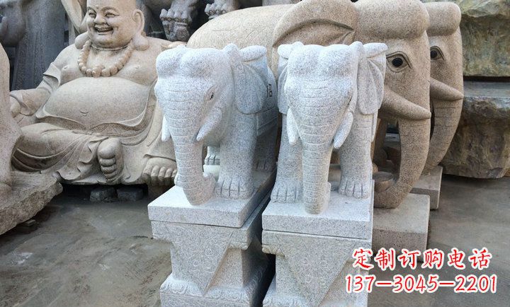 河源大理石大象雕塑 招财进宝