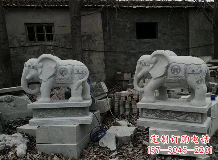 河源大象石雕摆件