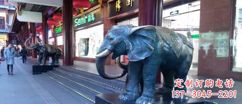 河源大象铜雕企业门口动物雕塑