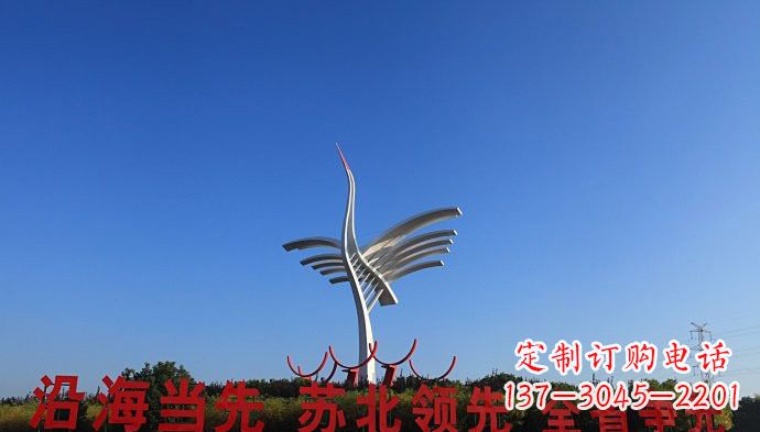 河源大型不锈钢标志性抽象仙鹤