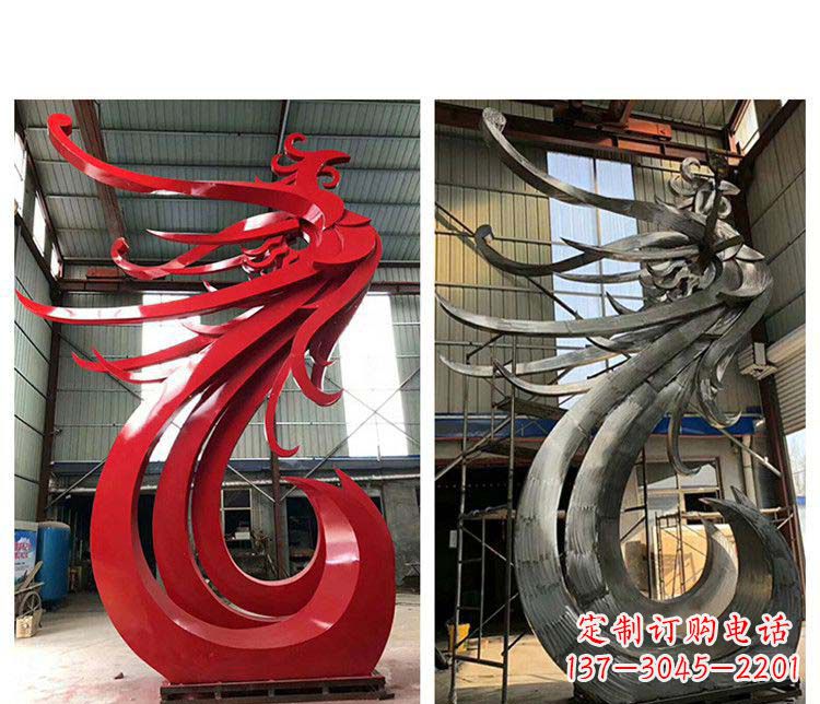 河源优雅凤凰不锈钢摆件雕塑