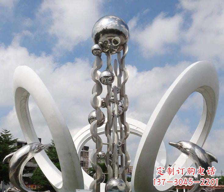 河源精致不锈钢海豚雕塑