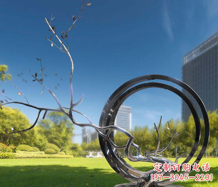 河源大型不锈钢圆环景观雕塑