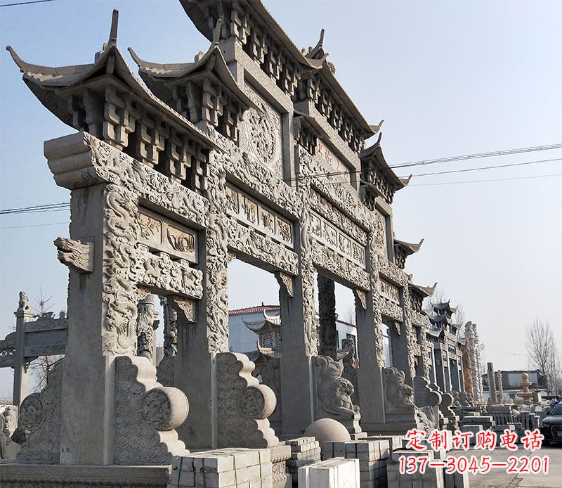 河源中国古典牌坊石雕定制