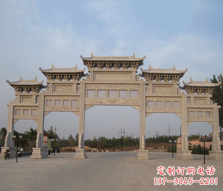 河源大型五门牌坊石雕精美雕塑