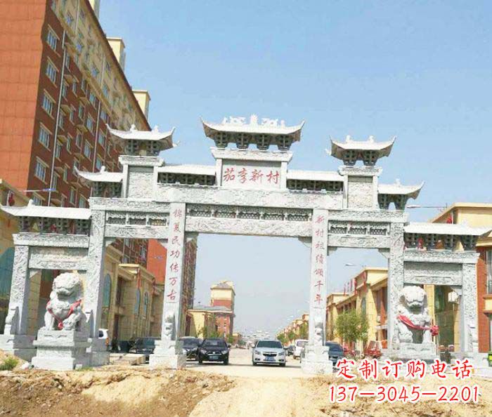 河源大型五门石雕牌楼