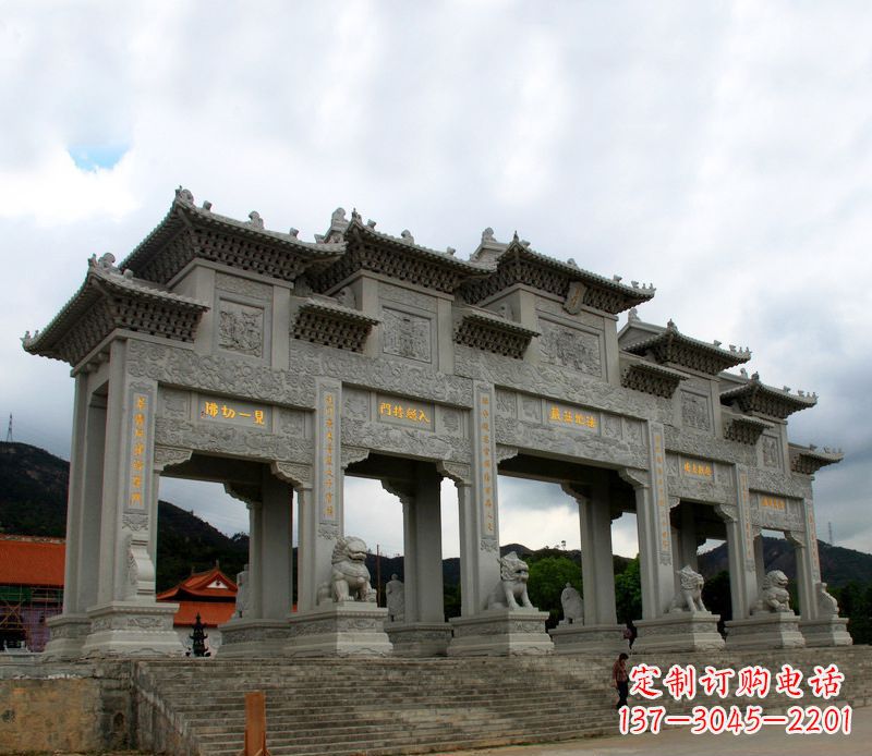 河源大型五门石雕牌楼雕塑