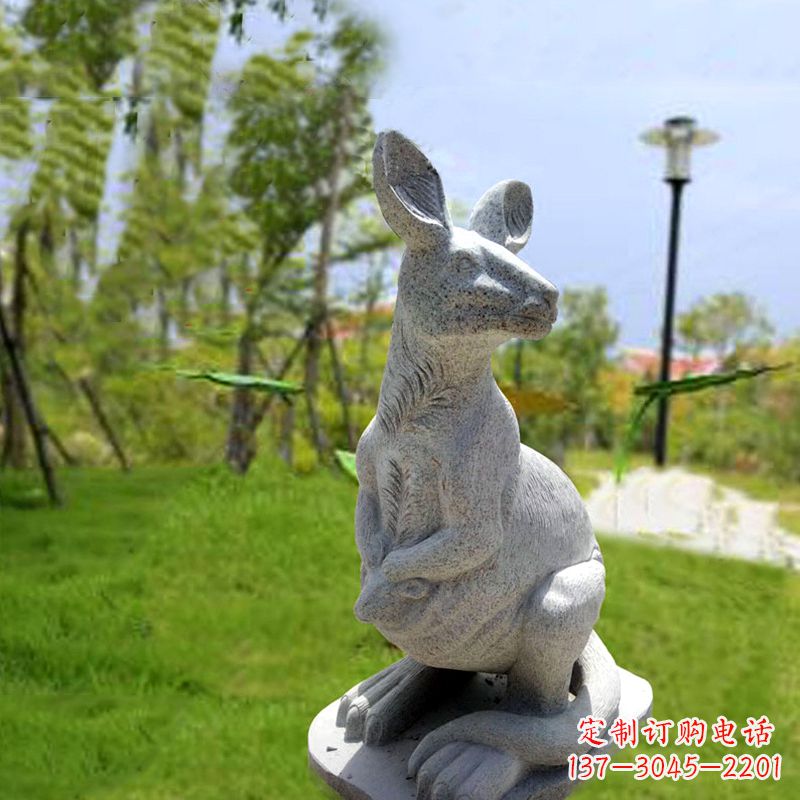 河源高品质袋鼠雕塑,精致石雕摆件
