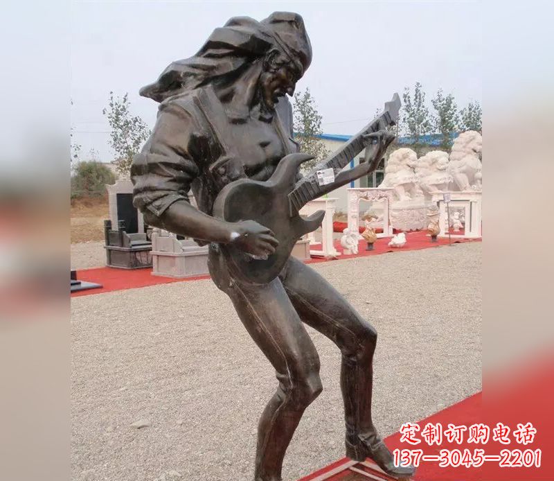 河源弹吉他广场小品人物铜雕