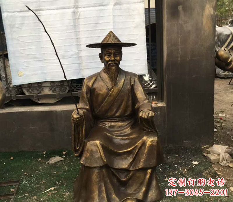 河源精美手工渔翁铜雕