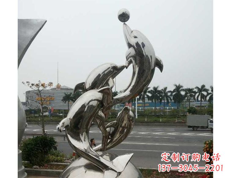 河源海豚精美不锈钢雕塑