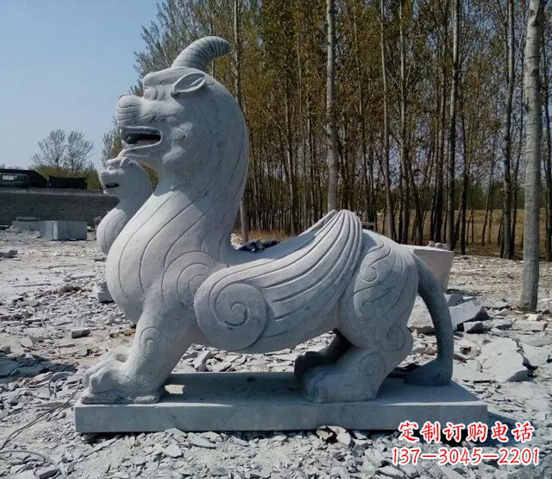 河源独角兽雕塑,神兽石雕带你穿越回古老神话中