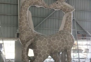 河源大理石艺术精美长颈鹿雕塑
