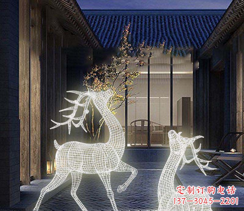 河源发光镂空梅花鹿景观雕塑