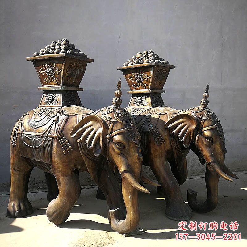 河源仿古大象铜雕