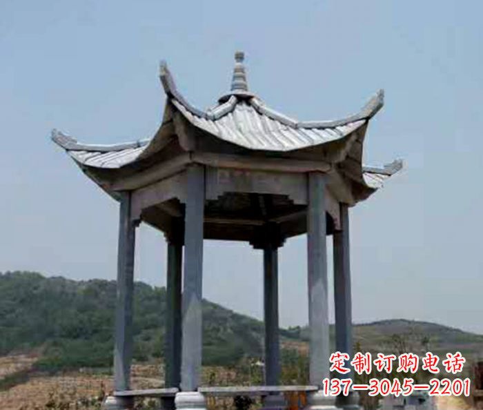 河源仿古六角凉亭石雕 (5)