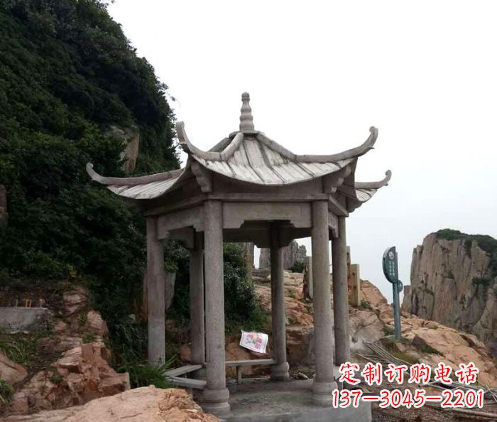 河源仿古六角凉亭石雕 (7)